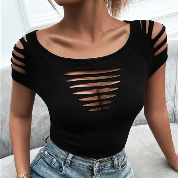 Tops - Black cutout top